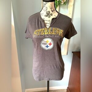 Women’s NFL Pittsburgh Steelers Gray Short Sleeve T-Shirt Sz Med